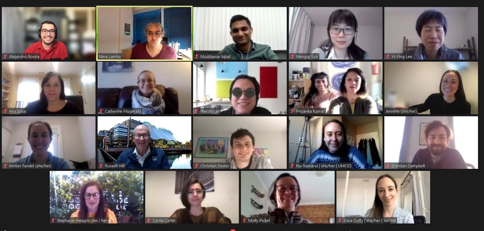 screenshot of Zoom meeting with MICA and IMET students