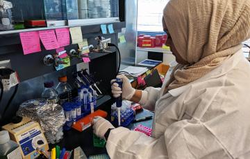 Researcher works in the Chatterjee lab